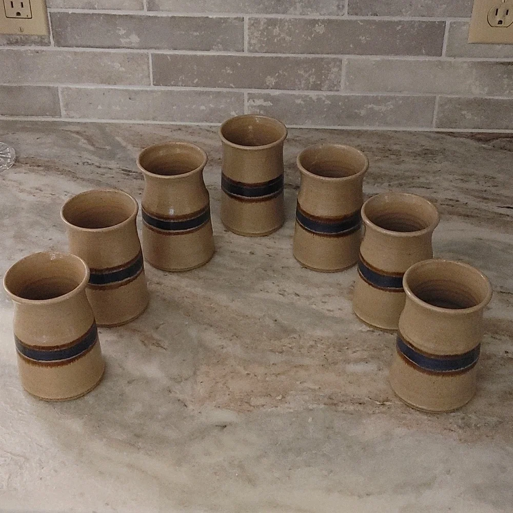 7 Salt Glazed Artisan Drinking Vessels 10 oz